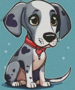 Animated Grey Great Dane With Spots Diamond Painting