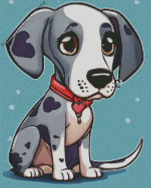 Animated Grey Great Dane With Spots Diamond Painting