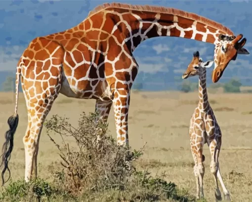 Baby And Mom Giraffe Diamond Painting