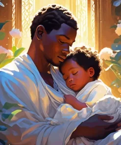 Black Father And Child Diamond Painting