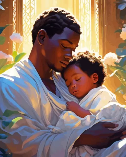 Black Father And Child Diamond Painting