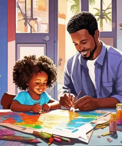 Black Father And Child Diamond Painting