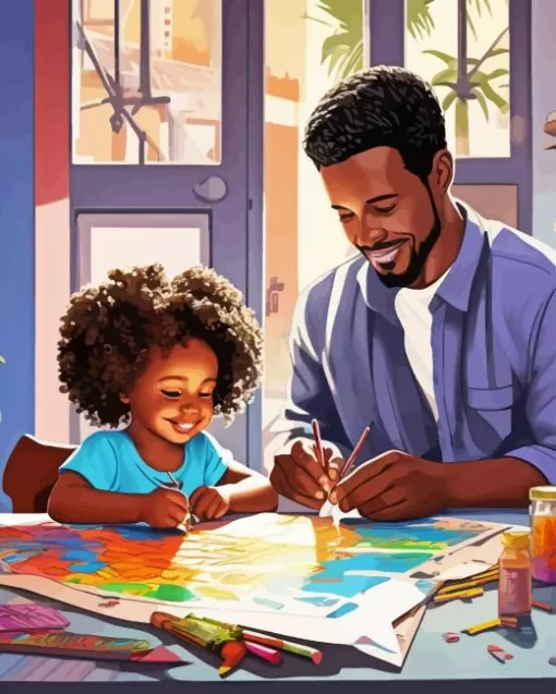 Black Father And Child Diamond Painting