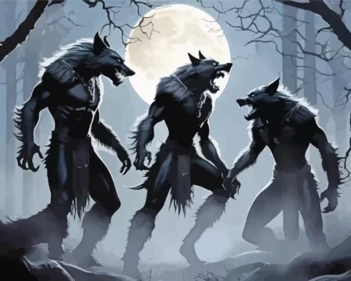 Black Werewolves In Jungle Diamond Painting