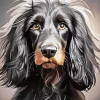 Black Wiener Dog Long Hair Dog Diamond Painting