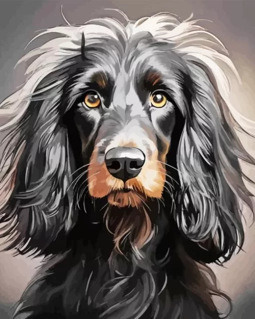 Black Wiener Dog Long Hair Dog Diamond Painting