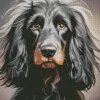 Black Wiener Dog Long Hair Dog Diamond Painting