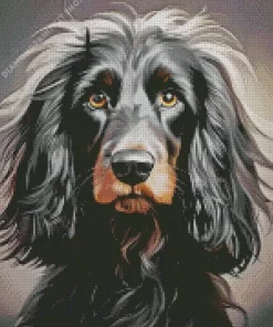 Black Wiener Dog Long Hair Dog Diamond Painting