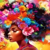 Black Woman And Flowers Diamond Painting