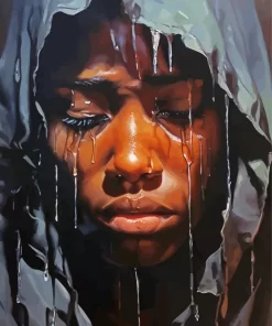 Black Woman Crying Diamond Painting