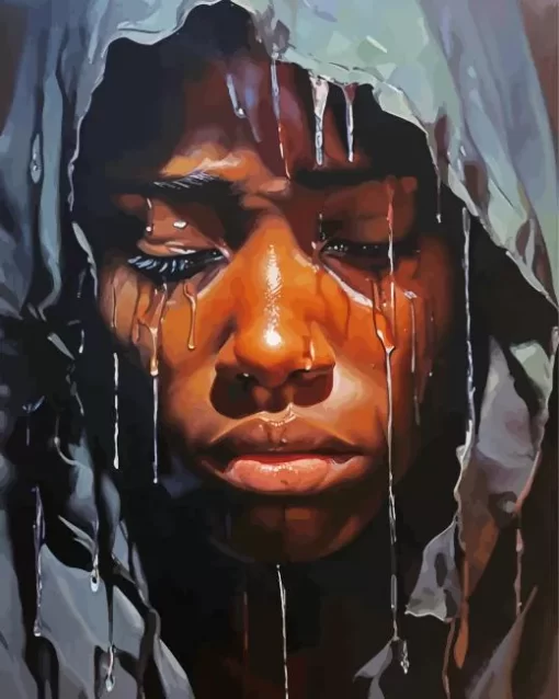 Black Woman Crying Diamond Painting