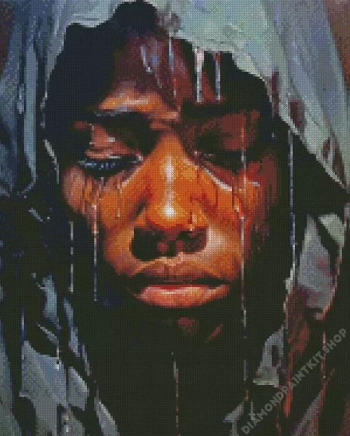 Black Woman Crying Diamond Painting