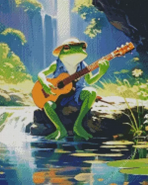 Frog Playing Guitar Diamond Painting