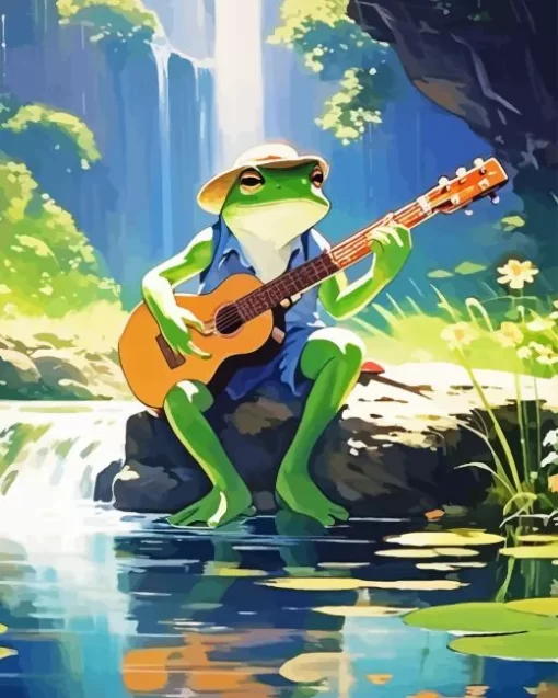 Frog Playing Guitar Diamond Painting