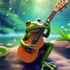 Green Frog Playing Guitar Diamond Painting