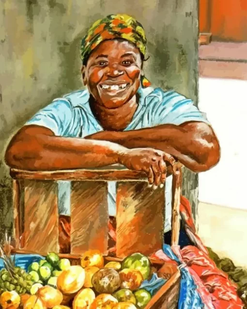 Jamaican Fruit Seller Diamond Painting