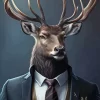 Mr Deer Wearing Clothes Diamond Painting