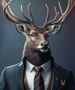 Mr Deer Wearing Clothes Diamond Painting