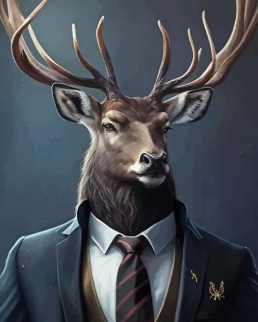 Mr Deer Wearing Clothes Diamond Painting