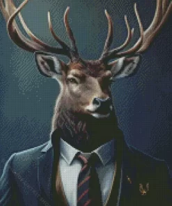 Mr Deer Wearing Clothes Diamond Painting