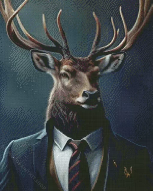 Mr Deer Wearing Clothes Diamond Painting