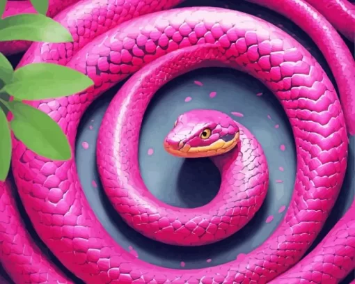 Rolling Pink Snake Diamond Painting