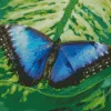 Blue And Black Butterfly On Leaf Diamond Painting