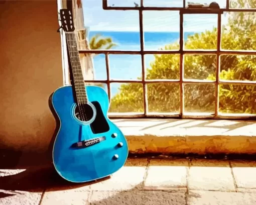 Blue Guitar Diamond Painting