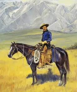 Cowboy On Black Western Horse Diamond Painting