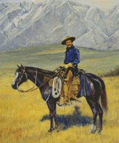 Cowboy On Black Western Horse Diamond Painting