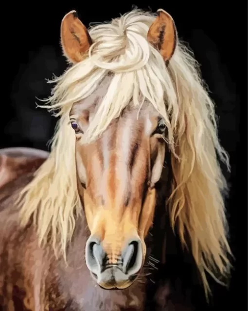 Horse With Blond Hair Diamond Painting