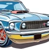 Illustration Blue 60s Mustang Diamond Painting