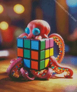 Octopus Playing With Rubiks Cube Diamond Painting