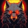 Red Eyes Black Wolf Evil Diamond Painting