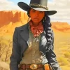 Western Black Woman Cowgirl Diamond Painting