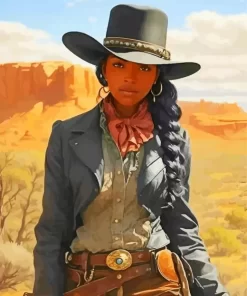 Western Black Woman Cowgirl Diamond Painting