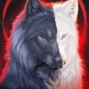 White And Black Wolf Head Diamond Painting