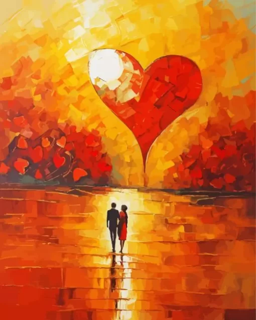 Abstract Autumn Heart Diamond Painting