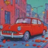 Aesthetic Flat Red Car Art Diamond Painting