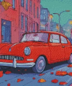 Aesthetic Flat Red Car Art Diamond Painting