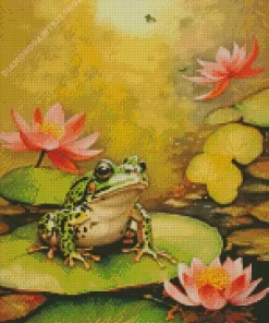 Aesthetic Frog On Lily Pad Diamond Painting