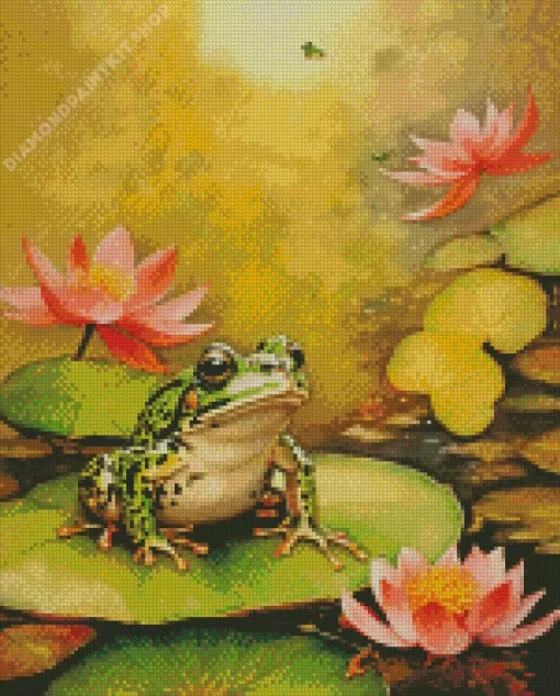 Aesthetic Frog On Lily Pad Diamond Painting