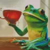 Aesthetic Frog Sipping Tea Art Diamond Painting