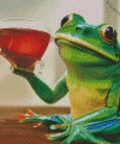 Aesthetic Frog Sipping Tea Art Diamond Painting