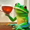 Aesthetic Frog Sipping Tea Art Diamond Painting