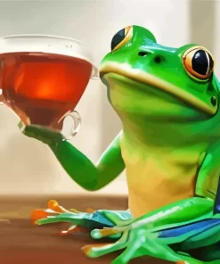 Aesthetic Frog Sipping Tea Art Diamond Painting