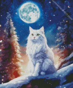 Aesthetic Full Moon And Cat Diamond Painting