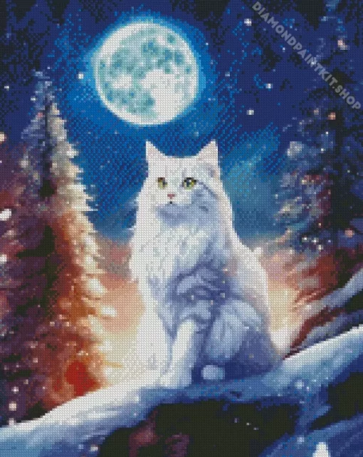 Aesthetic Full Moon And Cat Diamond Painting