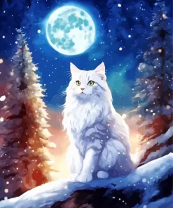 Aesthetic Full Moon And Cat Diamond Painting