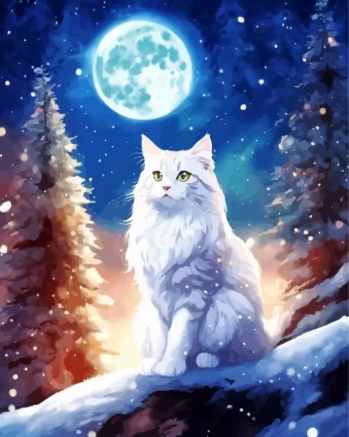 Aesthetic Full Moon And Cat Diamond Painting